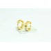 Fashion Hoop Bali Earrings Yellow metal Gold 2 line Zircon Stones